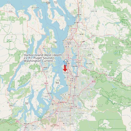 Harbor Island West (depth 22 ft), Puget Sound, Washington Current map