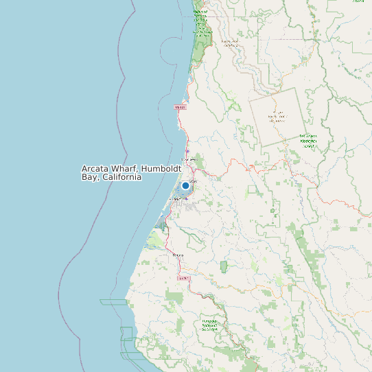 Map of Arcata Wharf, Humboldt Bay, California Tide Prediction Station