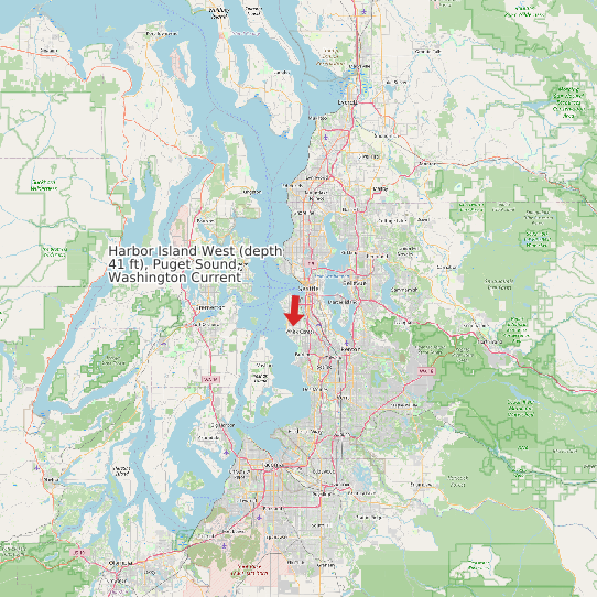 Map of Harbor Island West (depth 41 ft), Puget Sound, Washington Current Prediction Station