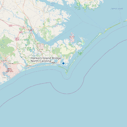Map of Harkers Island Bridge, North Carolina Tide Prediction Station