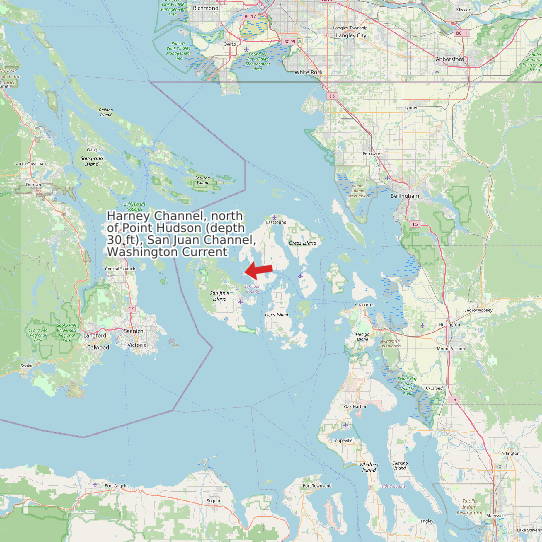 Map of Harney Channel, north of Point Hudson (depth 30 ft), San Juan Channel, Washington Current Prediction Station
