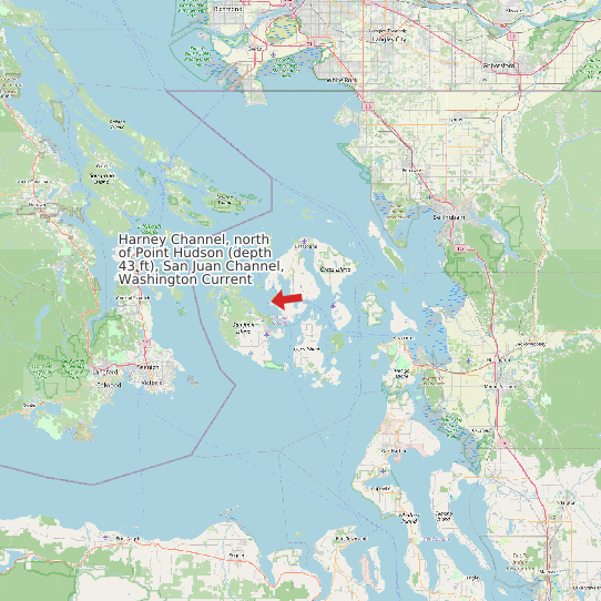Map of Harney Channel, north of Point Hudson (depth 43 ft), San Juan Channel, Washington Current Prediction Station