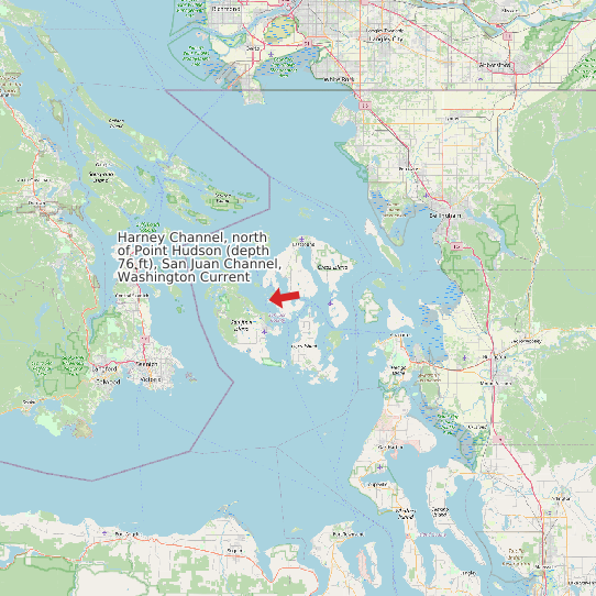 Map of Harney Channel, north of Point Hudson (depth 76 ft), San Juan Channel, Washington Current Prediction Station