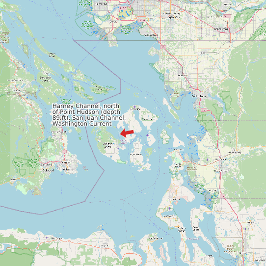 Map of Harney Channel, north of Point Hudson (depth 89 ft), San Juan Channel, Washington Current Prediction Station