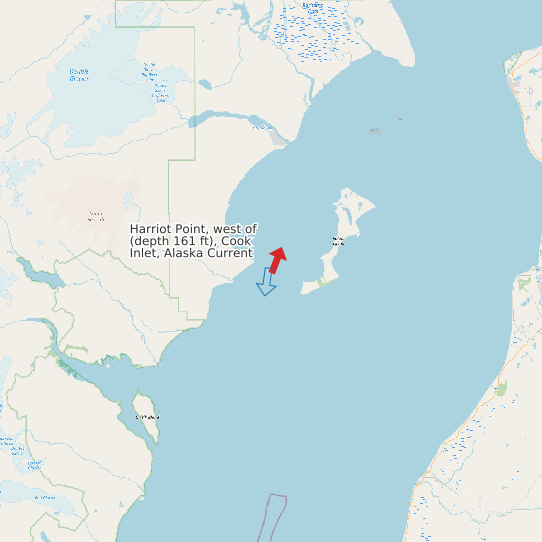 Map of Harriot Point, west of (depth 161 ft), Cook Inlet, Alaska Current Prediction Station