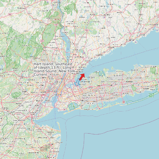 Hart Island, southeast of (depth 13 ft), Long Island Sound, New York Current map