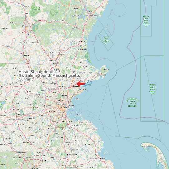 Haste Shoal (depth 15 ft), Salem Sound, Massachusetts Current map