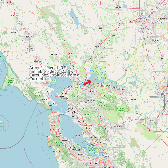 Map of Army Pt. Pier Lt. 0.2 nmi SE of (depth 21 ft), Carquinez Strait, California Current Prediction Station