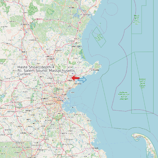 Haste Shoal (depth 4 ft), Salem Sound, Massachusetts Current map