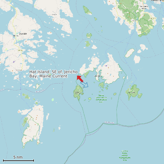Map of Hat Island, SE of, Jericho Bay, Maine Current Prediction Station