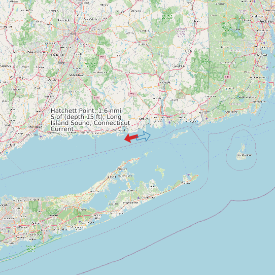 Map of Hatchett Point, 1.6 nmi S of (depth 15 ft), Long Island Sound, Connecticut Current Prediction Station
