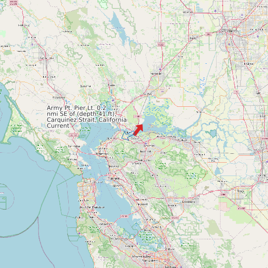 Army Pt. Pier Lt. 0.2 nmi SE of (depth 41 ft), Carquinez Strait, California Current map