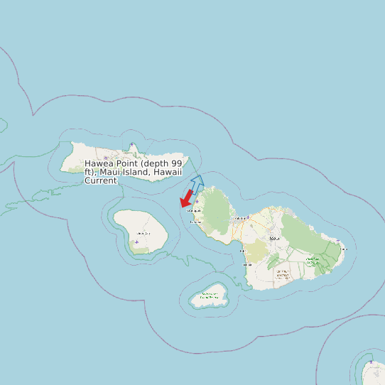 Map of Hawea Point (depth 99 ft), Maui Island, Hawaii Current Prediction Station