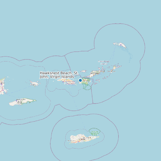Hawksnest Beach, St. John, Virgin Islands map