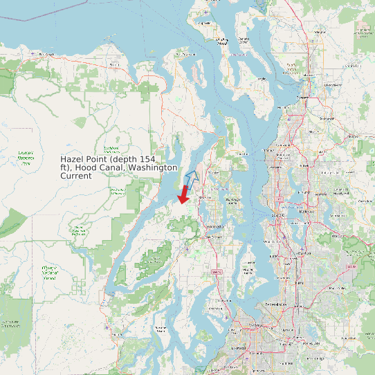 Map of Hazel Point (depth 154 ft), Hood Canal, Washington Current Prediction Station