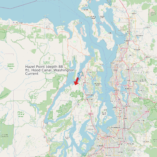 Hazel Point (depth 88 ft), Hood Canal, Washington Current map