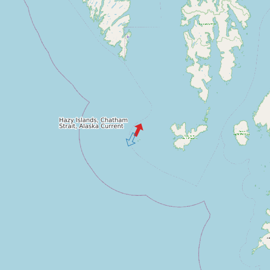 Hazy Islands, Chatham Strait, Alaska Current map