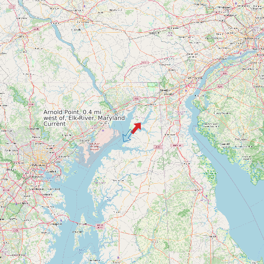 Map of Arnold Point, 0.4 mi west of, Elk River, Maryland Current Prediction Station