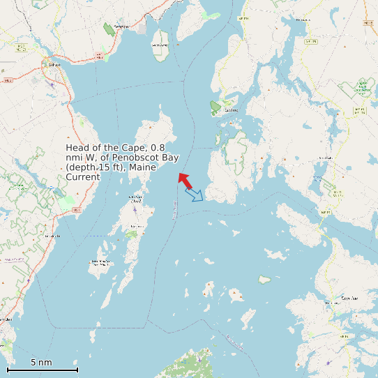 Map of Head of the Cape, 0.8 nmi W, of Penobscot Bay (depth 15 ft), Maine Current Prediction Station