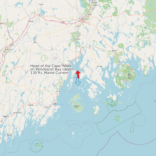 Head of the Cape, NNW of, Penobscot Bay (depth 130 ft), Maine Current map