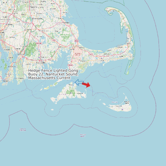 Map of Hedge Fence Lighted Gong Buoy 22, Nantucket Sound, Massachusetts Current Prediction Station
