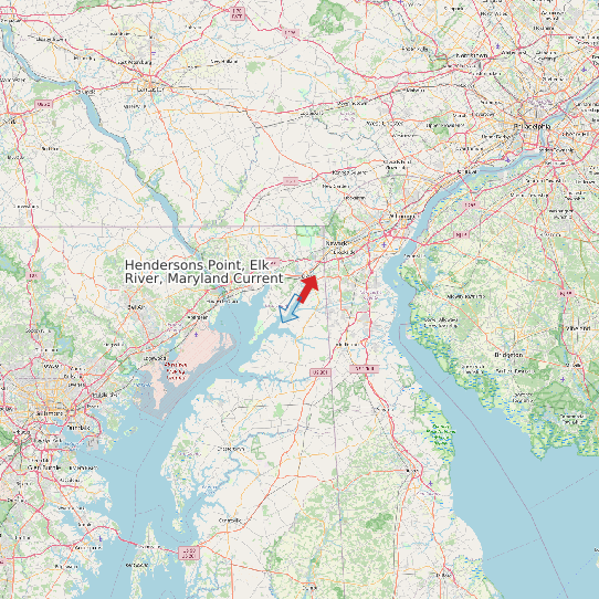 Map of Hendersons Point, Elk River, Maryland Current Prediction Station