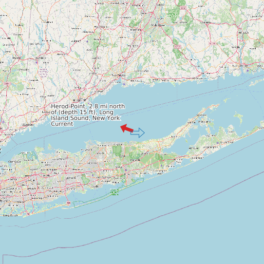 Map of Herod Point, 2.8 mi north of (depth 15 ft), Long Island Sound, New York Current Prediction Station