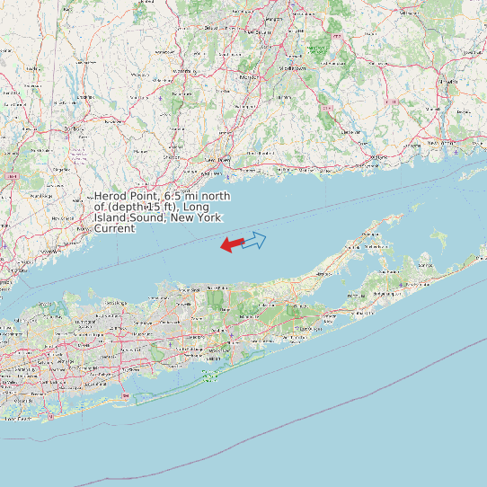 Map of Herod Point, 6.5 mi north of (depth 15 ft), Long Island Sound, New York Current Prediction Station