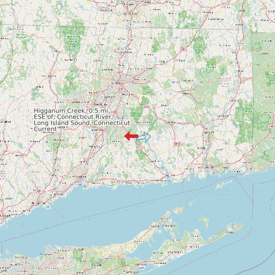 Higganum Creek, 0.5 mi ESE of, Connecticut River, Long Island Sound, Connecticut Current map