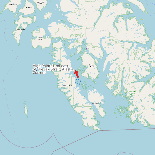 Map of High Point, 1 mi east of, Tlevak Strait, Alaska Current Prediction Station