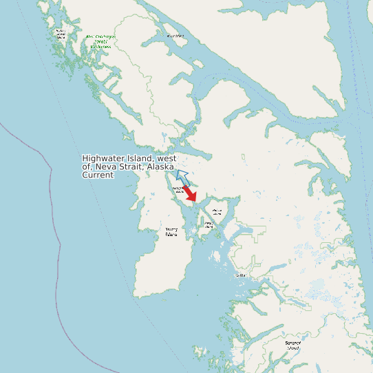 Highwater Island, west of, Neva Strait, Alaska Current map