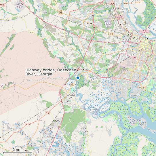 Map of Highway bridge, Ogeechee River, Georgia Tide Prediction Station