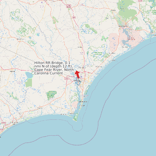 Hilton RR Bridge, 0.1 nmi N of (depth 12 ft), Cape Fear River, North Carolina Current map