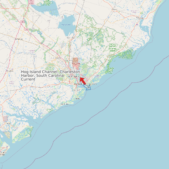 Map of Hog Island Channel, Charleston Harbor, South Carolina Current Prediction Station