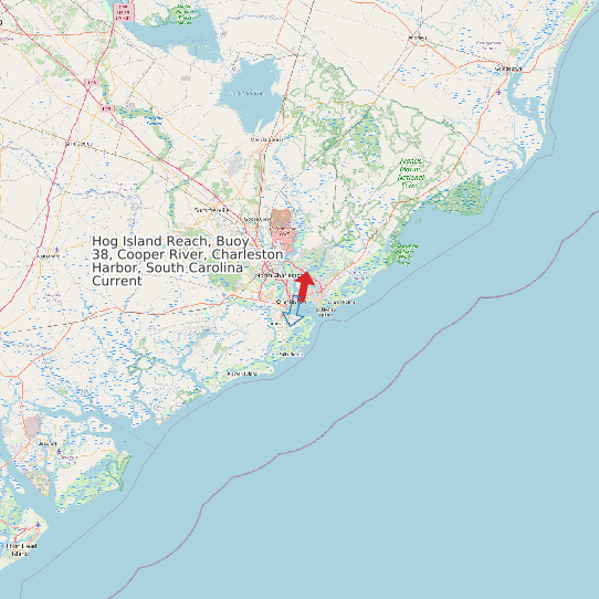 Hog Island Reach, Buoy 38, Cooper River, Charleston Harbor, South Carolina Current map