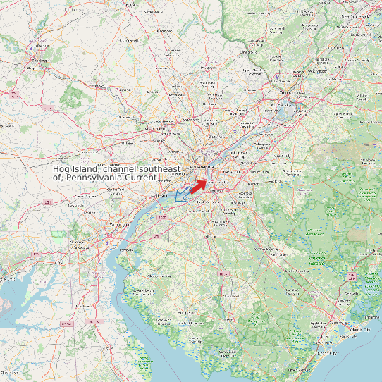 Map of Hog Island, channel southeast of, Pennsylvania Current Prediction Station