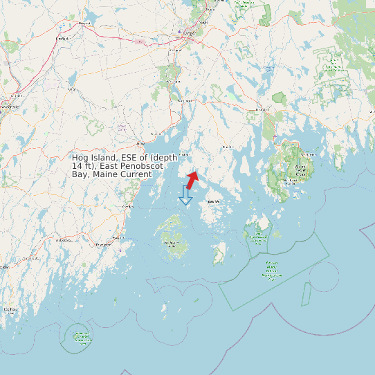 Hog Island, ESE of (depth 14 ft), East Penobscot Bay, Maine Current map