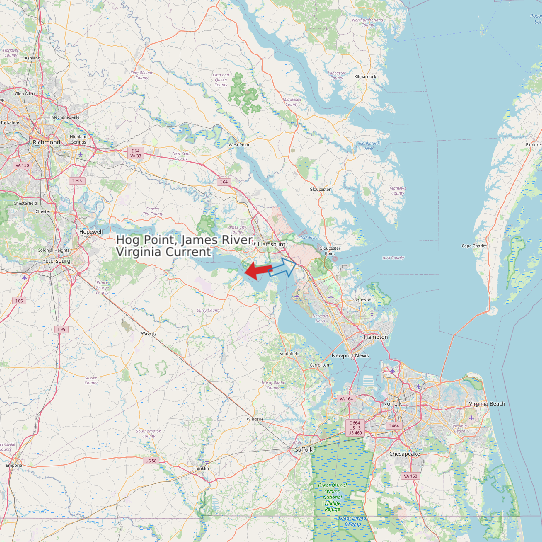 Map of Hog Point, James River, Virginia Current Prediction Station