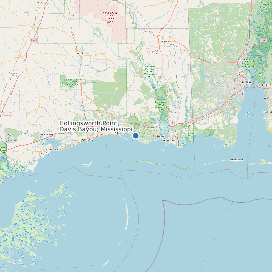 Map of Hollingsworth Point, Davis Bayou, Mississippi Tide Prediction Station