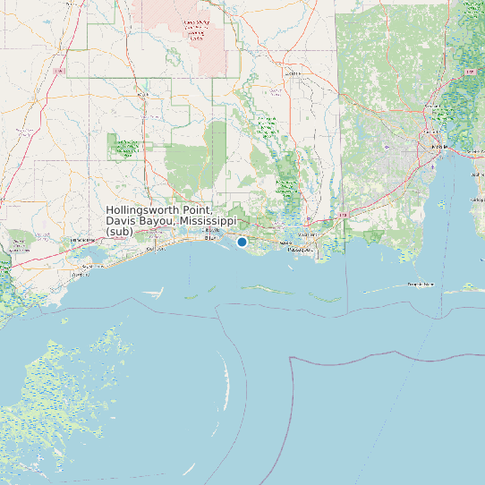 Hollingsworth Point, Davis Bayou, Mississippi (sub) map