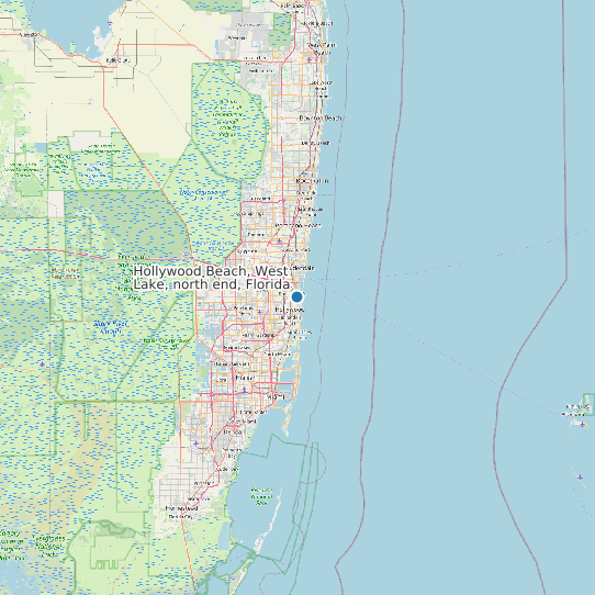 Hollywood Beach, West Lake, north end, Florida map