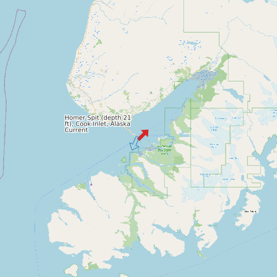 Map of Homer Spit (depth 21 ft), Cook Inlet, Alaska Current Prediction Station