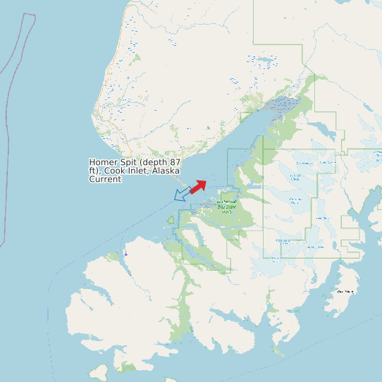 Map of Homer Spit (depth 87 ft), Cook Inlet, Alaska Current Prediction Station