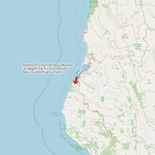 Map of Hookton Channel Day Marker 3 (depth 16 ft), Humboldt Bay, California Current Prediction Station