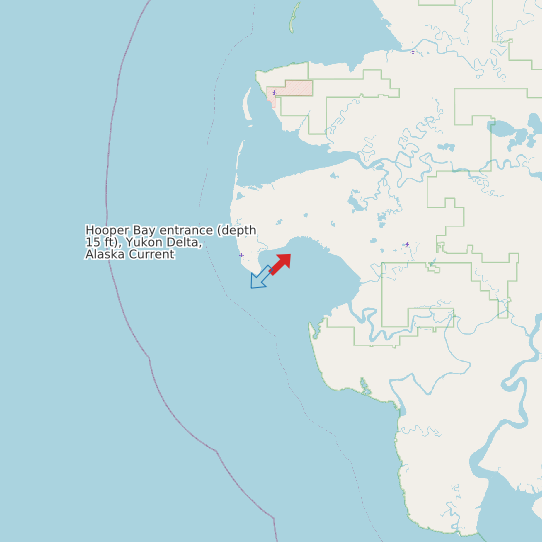 Hooper Bay entrance (depth 15 ft), Yukon Delta, Alaska Current map