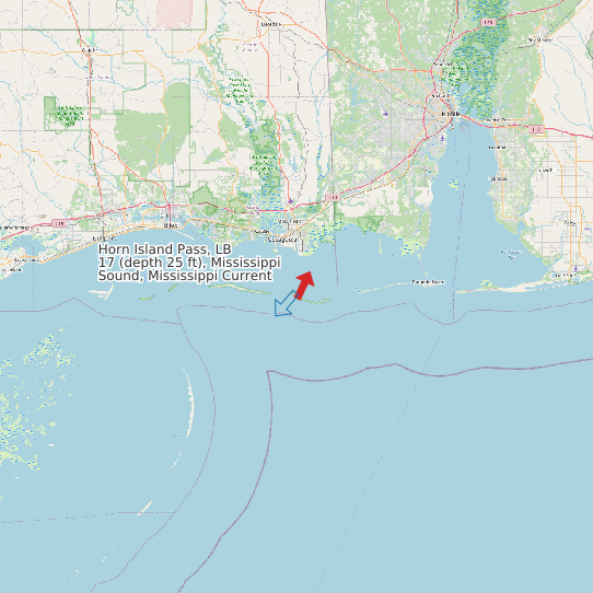Map of Horn Island Pass, LB 17 (depth 25 ft), Mississippi Sound, Mississippi Current Prediction Station