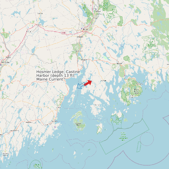 Map of Hosmer Ledge, Castine Harbor (depth 13 ft), Maine Current Prediction Station