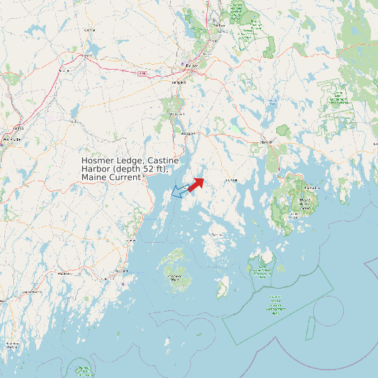 Hosmer Ledge, Castine Harbor (depth 52 ft), Maine Current map