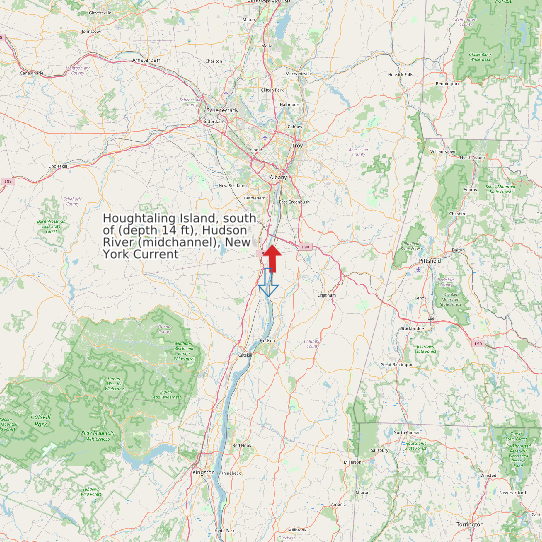 Houghtaling Island, south of (depth 14 ft), Hudson River (midchannel), New York Current map