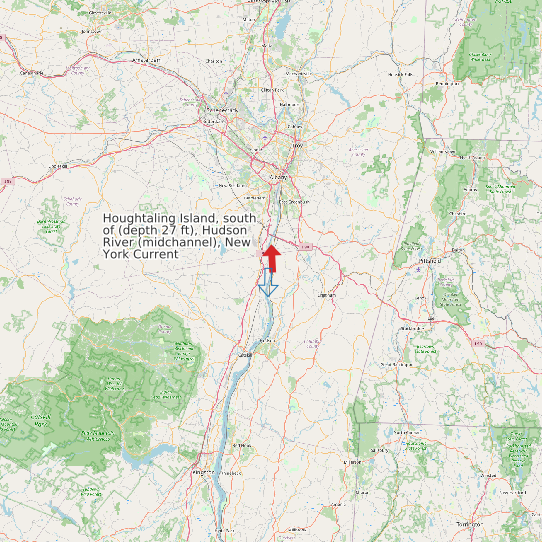 Map of Houghtaling Island, south of (depth 27 ft), Hudson River (midchannel), New York Current Prediction Station